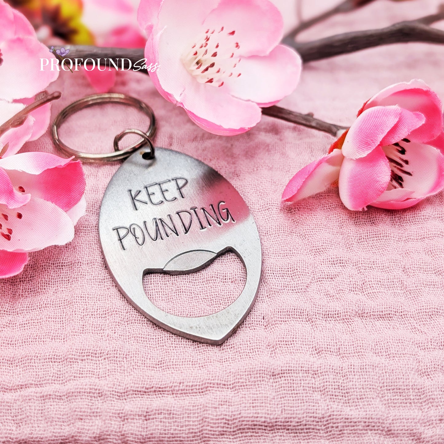 Keep Pounding Football Bottle Opener Keychain