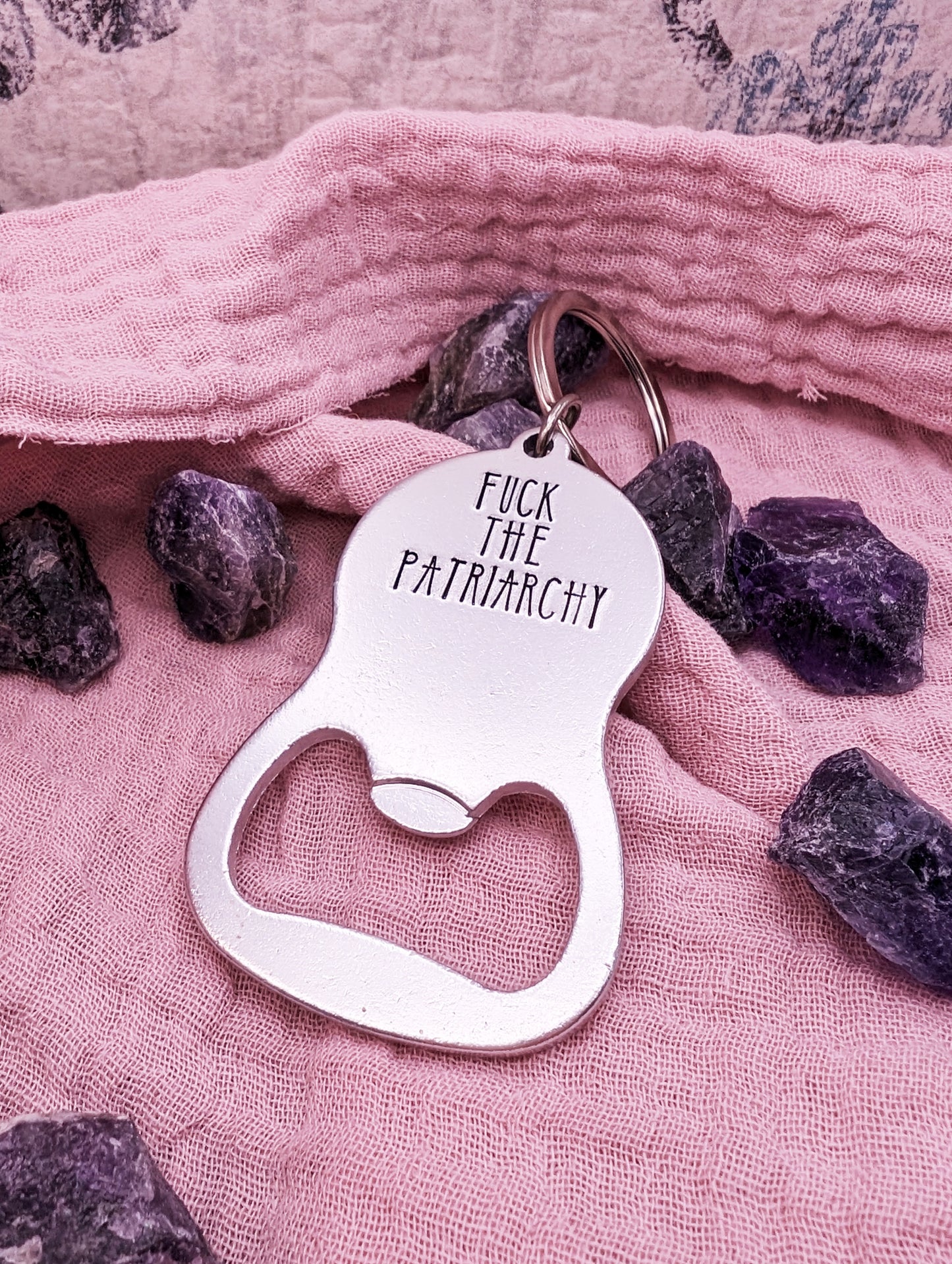Fuck the Patriarchy Bottle Opener Keychain