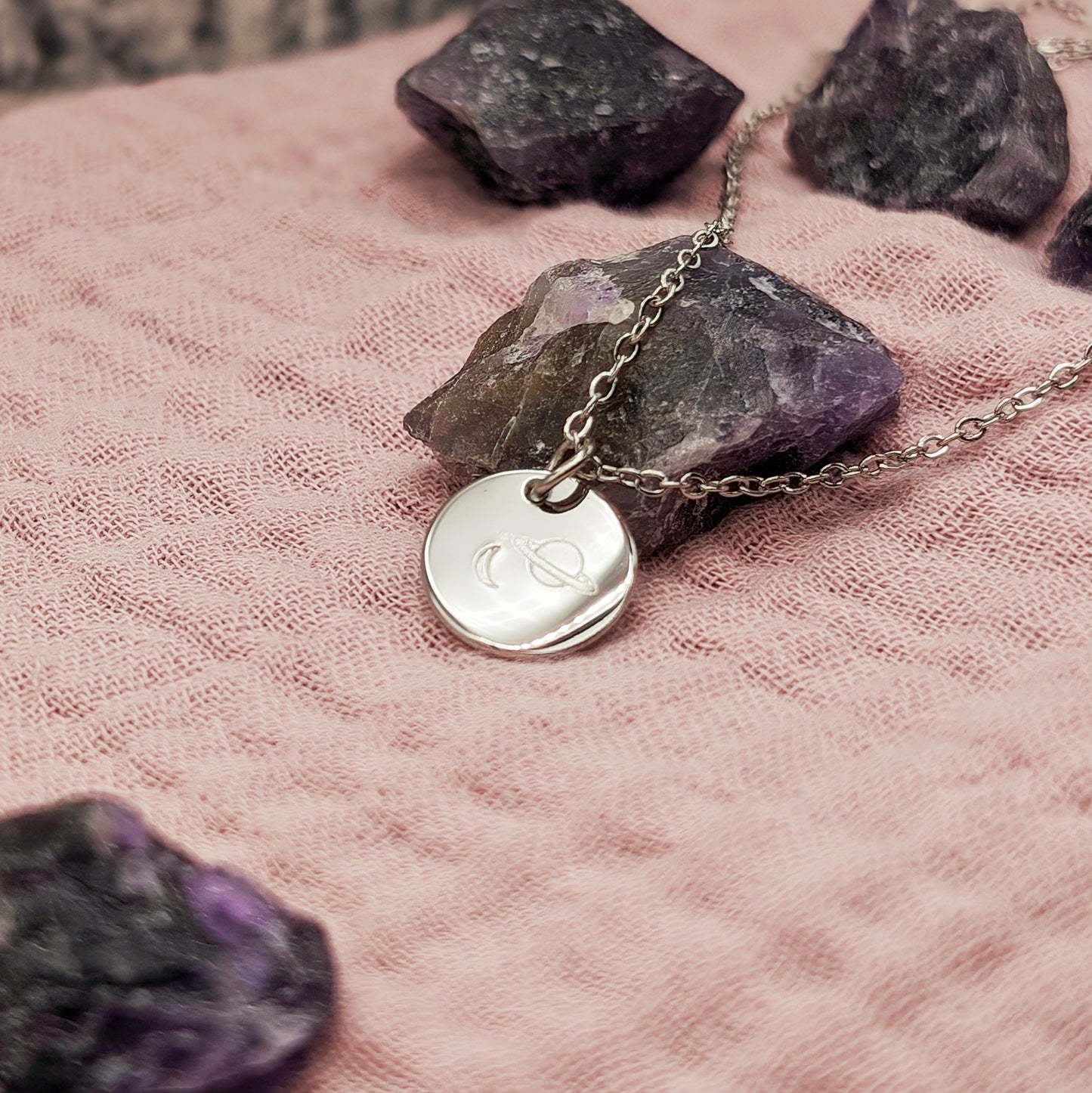 Love You to the Moon and to Saturn Necklace