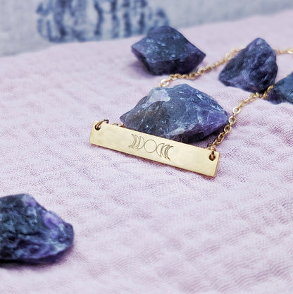 Lunar Moon Phase Bar Necklace