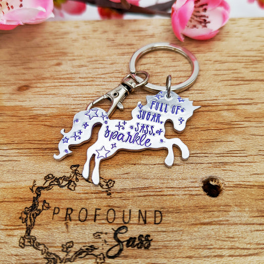 Sugar, Sass, & Sparkle Unicorn Keychain