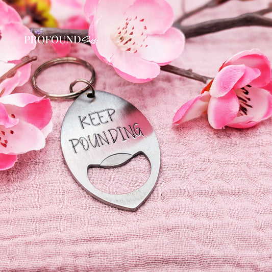 Keep Pounding Football Bottle Opener Keychain