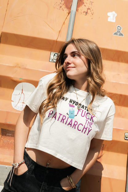 fuck the patriarchy stay hydrated crop tee
