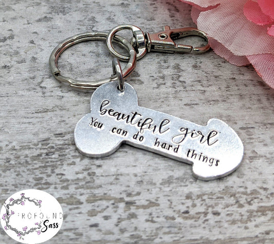 Beautiful Girl, You Can Do Hard Things Dick Keychain