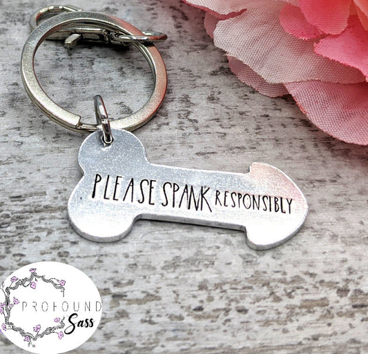 Please Spank Responsibly Dick Keychain