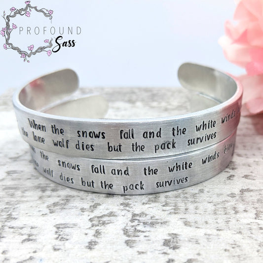 Lone Wolf Dies GOT Cuff Bracelet