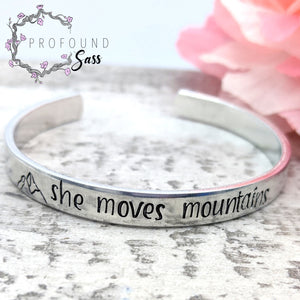 She Moves Mountains Cuff Bracelet
